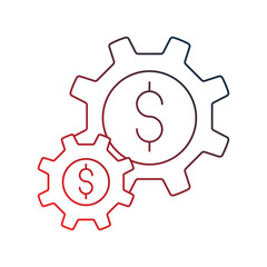 Gear gradient outline icon with white background vector stock illustration