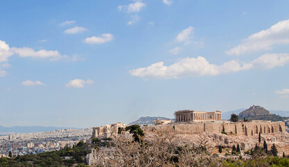 Panorama of Acropolis hill. Athens, Greece