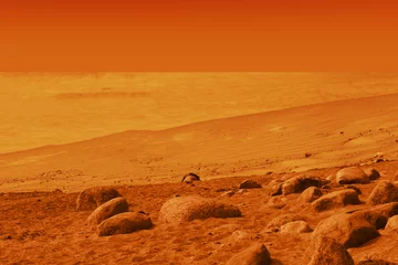 Fotobehang Red landscape of the Mars planet © artmim