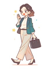 Cute office worker illustration. Generative AI 