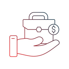 Business  gradient outline icon with white background vector stock illustration