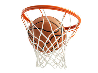 Isolated Basketball Ball Going Through Hoop