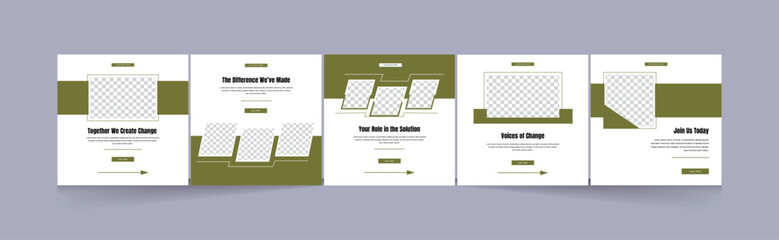 Non Profitable Organization creative square carousel template for social media post. microblog five page square post for Instagram and linkedin, clean, modern, minimal, design. © Effectmaster