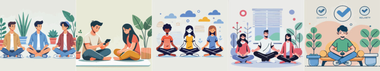 vector image of a person sitting cross-legged