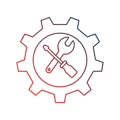 Settings  gradient outline icon with white background vector stock illustration