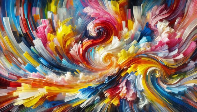 Colorful abstract background, organic rainbow burst, natural forms, vivid shades, smooth transitions, lively composition, nature-inspired abstraction