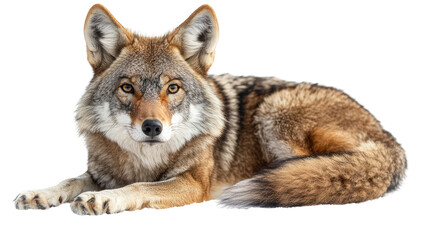 Fototapeta premium Wolf animal mammal coyote white on background. 