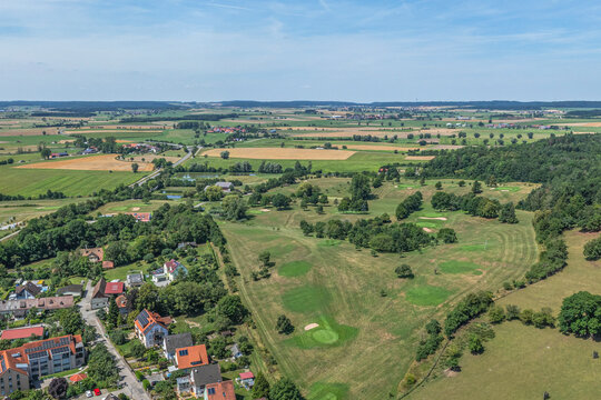 Die Marktgemeinde Colmberg im Kreis Ansbach in Mittelfranken von oben