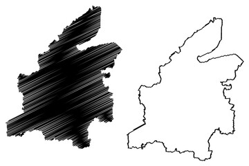 Rendsburg-Eckernforde district (Federal Republic of Germany, rural district, Free State of Schleswig-Holstein, Slesvig Holsten) map vector illustration, scribble sketch Rendsburg-Eckernfoerde map