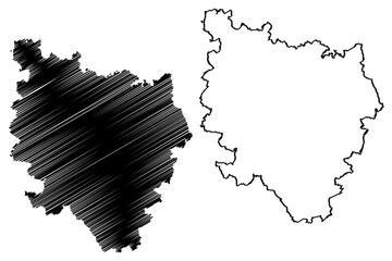 Reutlingen district (Federal Republic of Germany, rural district, Baden-Wurttemberg State) map vector illustration, scribble sketch Reutlingen map