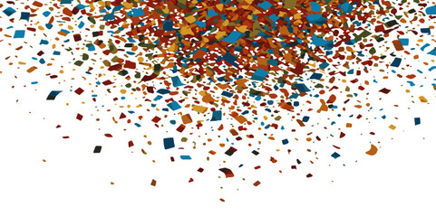 Colorful spotted confetti during holiday celebration template on white background. Concept for Studio shot, holiday celebration event vector illustration.