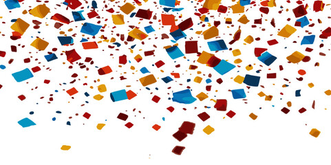 Colorful spotted confetti during holiday celebration template on white background. Concept for Studio shot, holiday celebration event vector illustration.