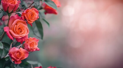 Vibrant Orange Roses with Soft Bokeh Background for Floral Decoration and Design