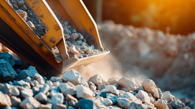 Efficient Rock Processing Conveyor Belt Transports Excavated Stones to Crusher Machine, Watch as excavated rocks are seamlessly transported via conveyor belt to a powerful stone cr