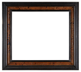 Old shabby wooden picture frame. In PNG format on a transparent background.
