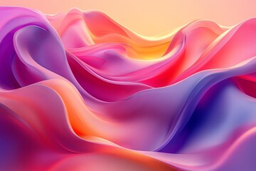 Vibrant waves of color create a stunning visual of flowing fabric in hues of pink and purple during sunset
