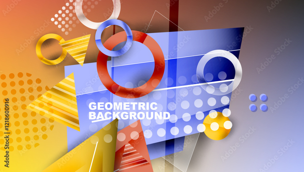 Poster creative triangles and circles composition