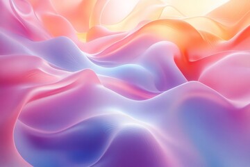 Obraz premium Colorful abstract waves create a dreamy atmosphere of soft textures and luminous light in a serene digital landscape