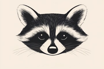 Obraz premium Raccoon in black white minimalist style