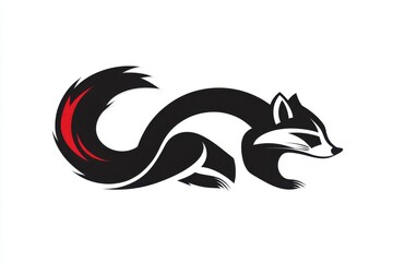 Fototapeta premium Stylized fox logo design in black red color palette