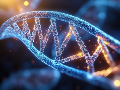 Glowing dna microarray chip analysis futuristic laboratory medical visualization -tech environment macro viewpoint