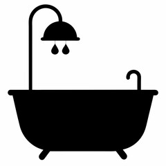 Bathtub shower flat vector icon art illustration