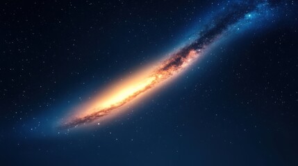 Fototapeta premium A bright comet streaking across the dark night sky, its glowing tail stretching far behind it