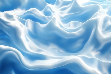 Naklejka premium Waves of blue silk fabric create a serene and elegant visual texture in soft light