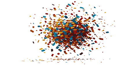 Colorful spotted confetti during holiday celebration template on white background. Concept for Studio shot, holiday celebration event vector illustration.