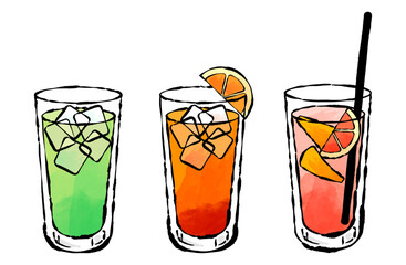 カクテルのベクターイラストセット お酒 アルコール カシスオレンジ サングリア