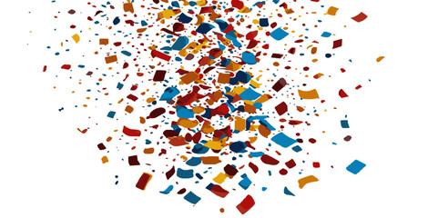 Colorful spotted confetti during holiday celebration template on white background. Concept for Studio shot, holiday celebration event vector illustration.