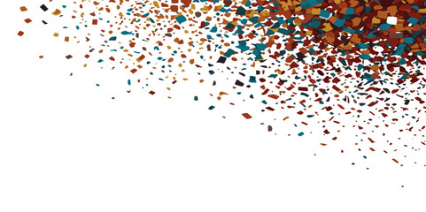 Colorful spotted confetti during holiday celebration template on white background. Concept for Studio shot, holiday celebration event vector illustration.