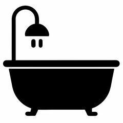 Bathtub shower flat vector icon art illustration