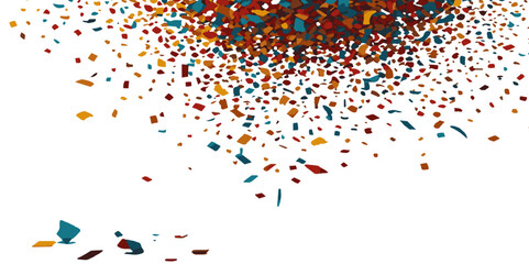 Colorful spotted confetti during holiday celebration template on white background. Concept for Studio shot, holiday celebration event vector illustration.