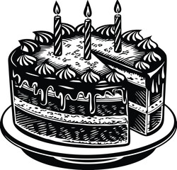 Delicious Cake for Love Celebration, coquette cake, vintage cake, wedding cake, birthday cake, heart cake. Sweet Treat for Romantic Occasions, Valentines Day design illustration clipart