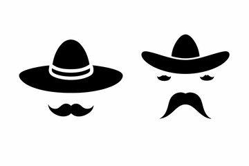 vector-silhouette-of Mexican hat black icons flak