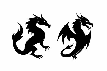 vector-silhouette-of-stylized-dragon-with-sharp-fee