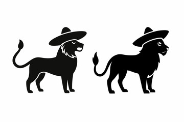 Vector-silhouette-of-wild-lion-wild-animal-wearing-cap