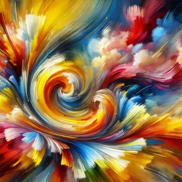 Colorful abstract background, organic rainbow burst, natural forms, vivid shades, smooth transitions, lively composition, nature-inspired abstraction