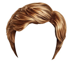 Brown wig design with smooth, styled hair for creative use, hair isolated on a transparent background. PNG