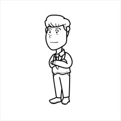 illustration of a male doctor,cartoon,black and white,good for your visual elements,vector format