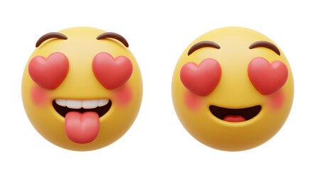 Fototapeta premium Cute 3D Emoji Love Faces Happy Valentines Day Emoticons isolated on white background. Generative AI