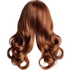 Naklejka premium Curly wig on a clear background highlighting its rich brown color, isolated on a transparent background. PNG