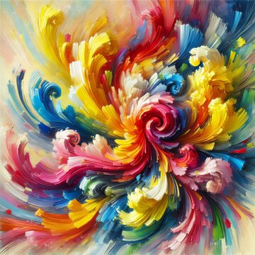 Colorful abstract background, organic rainbow burst, natural forms, vivid shades, smooth transitions, lively composition, nature-inspired abstraction