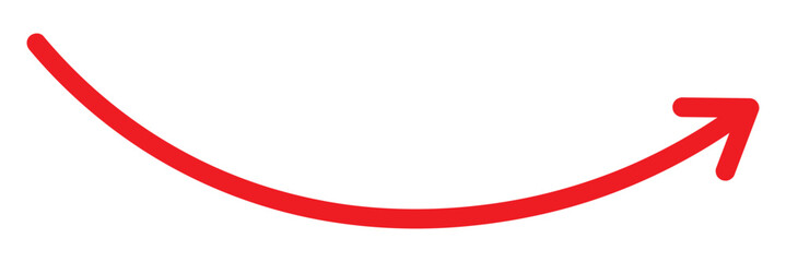 wavy curved Long arrow icon. long line arrow vector. flat style Arrow symbol. arrow on a white background. vector illustration. Simple line hand drawn Red arrow icon . 