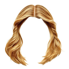 Blonde wavy hair with a transparent background suitable for various designs, wig isolated on a transparent background. PNG