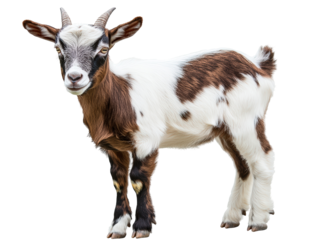 Isolated Brown and White Goat Full Body
