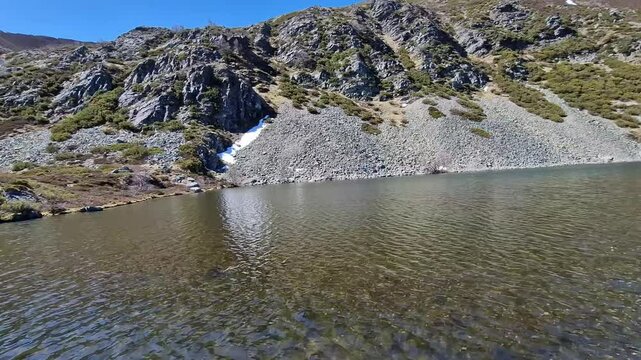 lagoon of glacial origin in the port of Leitariegos in Asturias, Spain