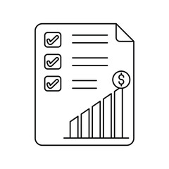 Checklist  line icon with white background vector stock illustration