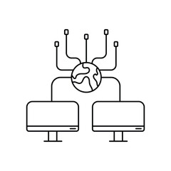 Computer Networks line icon with white background vector stock illustration